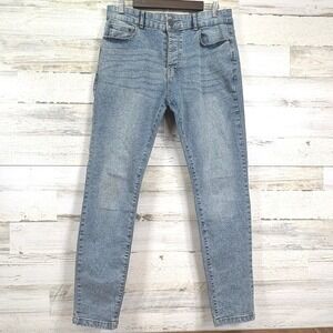 BoohooMAN Mens Light Wash Acid Wash Slim‎ Fit Denim Jeans Size 32x30